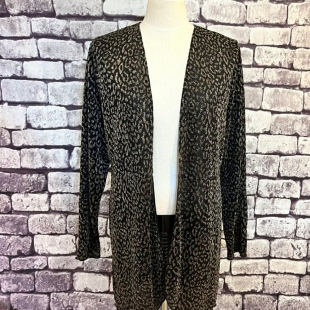 Chico's Travelers No Close Black & Gold Cardigan Sweater Size Large